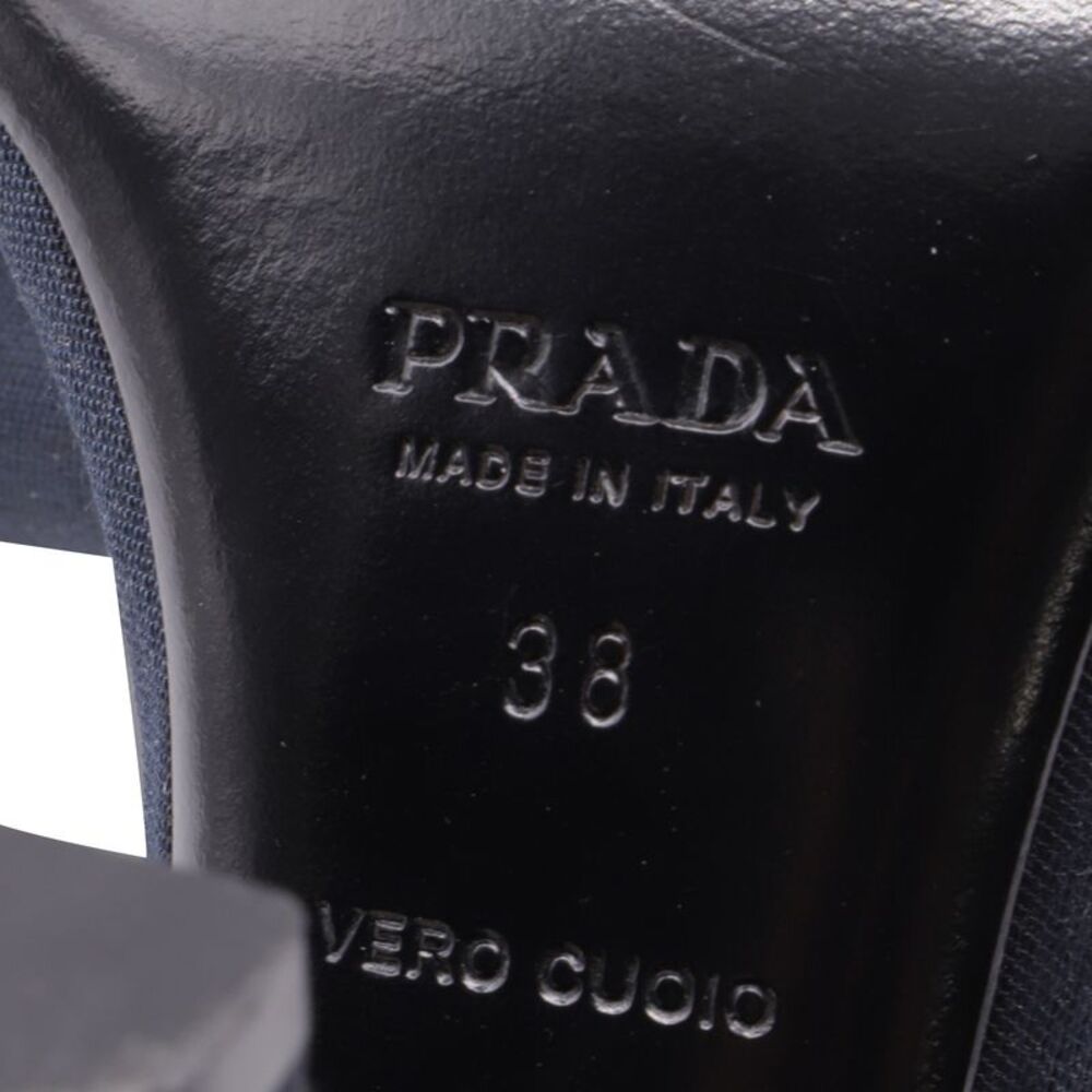Prada Jewel-Embellished Ankle Strap Sandal Heels in Navy Blue Satin - Picture 7 of 9